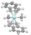 View of (indenyl)2ZrMe2 down C2 symmetry axis.