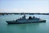 INS Kamorta entering Singapore Port.