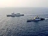 INS Kulish and INS Sumedha enroute to Bangladesh