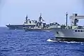 INS Shakti, JS Fuyuzuki and JS Ise during Malabar 2018.