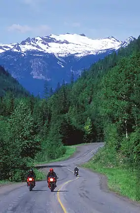 Motorcycles on the International Selkirk Loop, Colville National Forest, northeast Washington