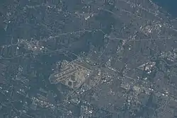 Satellite photo of the Hopkins neighborhood from the International Space Station, July 2022