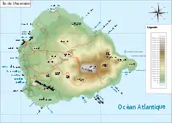 Topographic map of Ascension Island