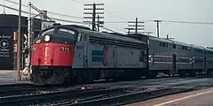 EMD E8A #315 leading the Illinois Zephyr in 1975.