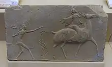 A Han dynasty stone-relief of Immortal and a deer rider.