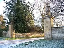 Gate piers and walls at end of drive to Ebrington Manor