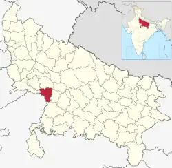 Location of Etawah district in Uttar Pradesh