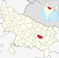 Location of Sultanpur district in Uttar Pradesh