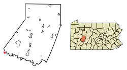 Location of Saltsburg in Indiana County, Pennsylvania.