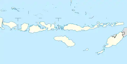 Map of Lesser Sunda Islands with mark showing location of Kangean Islands