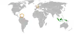 Location of the Netherlands and Indonesia