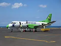 An Int'Air Îles Saab 340 at Moroni Airport.