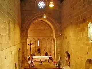 Main altar and single nave of the Monastery of Cete.