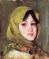 Peasant woman with green kerchief