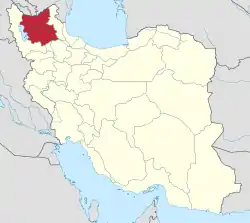 Map of Iran with East Azerbaijan highlighted