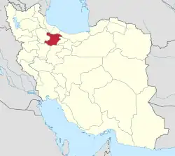 Location of Qazvin province in Iran