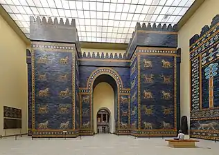 Reconstruction of the Ishtar Gate, c.605-539 BC, glazed bricks, Pergamon Museum