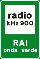 Local radio information. The background is blue in roads other than motorway