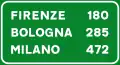 Motorway distance sign