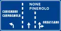 Directions on a main highway with lane canalization