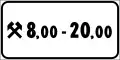 Timetable: the sign between the hours shown but only in working days (represented by the two hammers crossed)