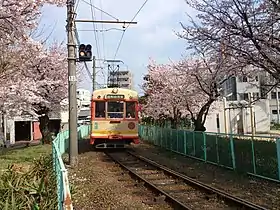 A train near Shimizumachi Station