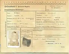 The German record with Beyrle's details as a prisoner of war