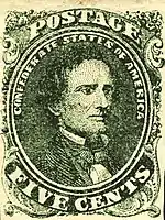 Jefferson Davis, 5 centThe first stamp, 1861