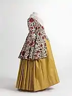 Dress c. 1750–1800, wool and chintz.