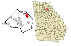 Location in Jackson County and the state of Georgia