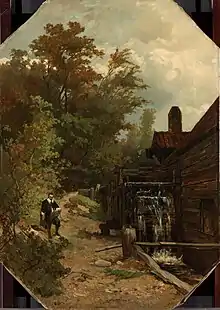 'Jacob van Ruisdael sketching a water mill, 1864; oil on canvas