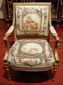 Armchair by Jean-Baptiste Séné with Beauvais tapestry upholstery (1780–1785)