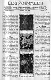 Jean Metzinger, 1910–11, Paysage (whereabouts unknown); Gino Severini, 1911, La danseuse obsedante; Albert Gleizes, 1912, l'Homme au Balcon, Man on a Balcony (Portrait of Dr. Théo Morinaud). Published in "Les Annales politiques et littéraires", Sommaire du n. 1536, décembre 1912