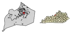 Location of Hurstbourne in Jefferson County, Kentucky