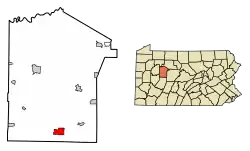 Location of Punxsutawney in Jefferson County, Pennsylvania.