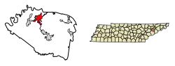 Location of Jefferson City in Jefferson County, Tennessee