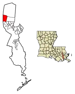 Location of Kenner in Jefferson Parish, Louisiana