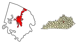 Location of Nicholasville in Jessamine County, Kentucky