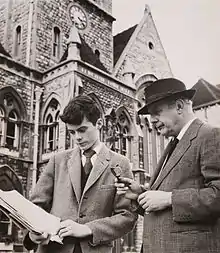 John Betjeman reads William Norton's petition to save the vestry hall (which can be seen in the background), 23 August 1961