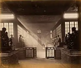 The Hall of the 500 Arhats at the Flowery Forest Temple (Hualin) in the 1870s