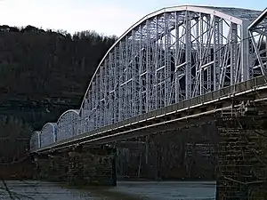 Jonathon Hulton Bridge, a truss bridge built in 1908.