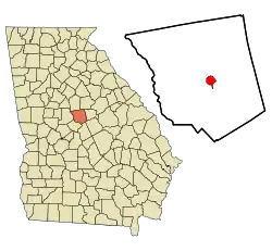 Location in Jones County and the state of Georgia