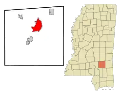 Location of Laurel in Mississippi