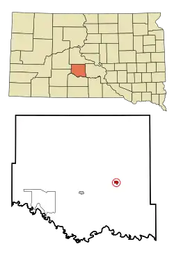 Location in Jones County and the state of South Dakota