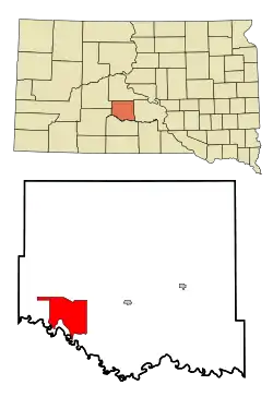 Location in Jones County and the state of South Dakota