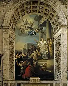 "Saint Denis Preaching in Gaul" by Joseph-Marie Vien (1767) (transept)