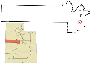 Location in Juab County and the state of Utah