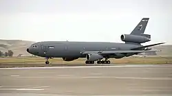 A McDonnell Douglas KC-10 Extender of the 60th Air Mobility Wing at Travis Air Force Base during 2015.