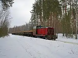 Locomotive TU7-1231 with freight train