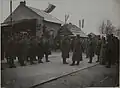 Emperor Charles I visiting troops in Ozhydiv (two- and three-color flags), 1917